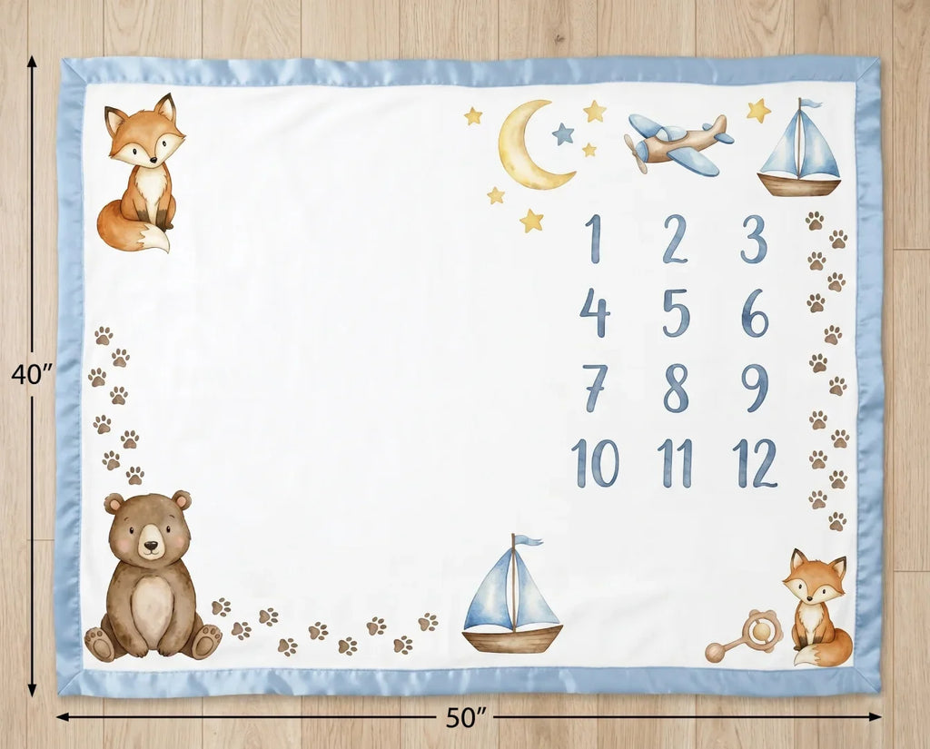 Monthly Baby Boy Milestone Blanket