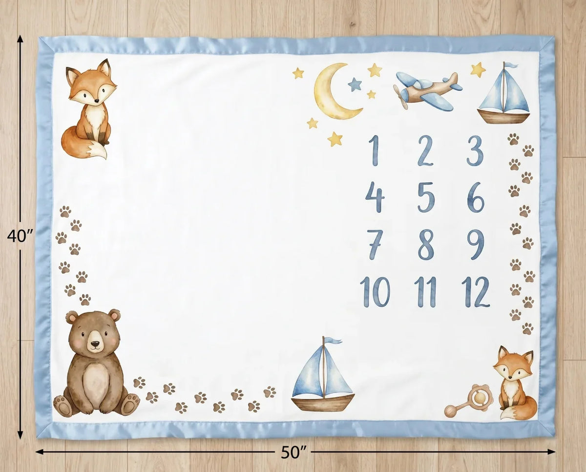 Monthly Baby Boy Milestone Blanket