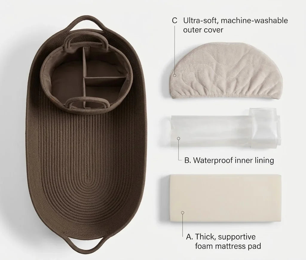 Woven Baby Changing Basket & Pad